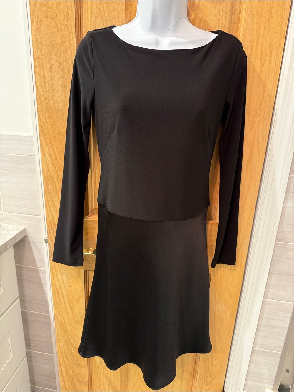 Cynthia Steffe Black Long-Sleeve Boatneck Dress